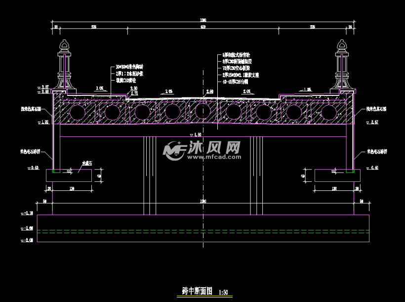 鋼筋混凝土空心板梁結構的10米寬16米單跨簡支梁橋施工圖紙