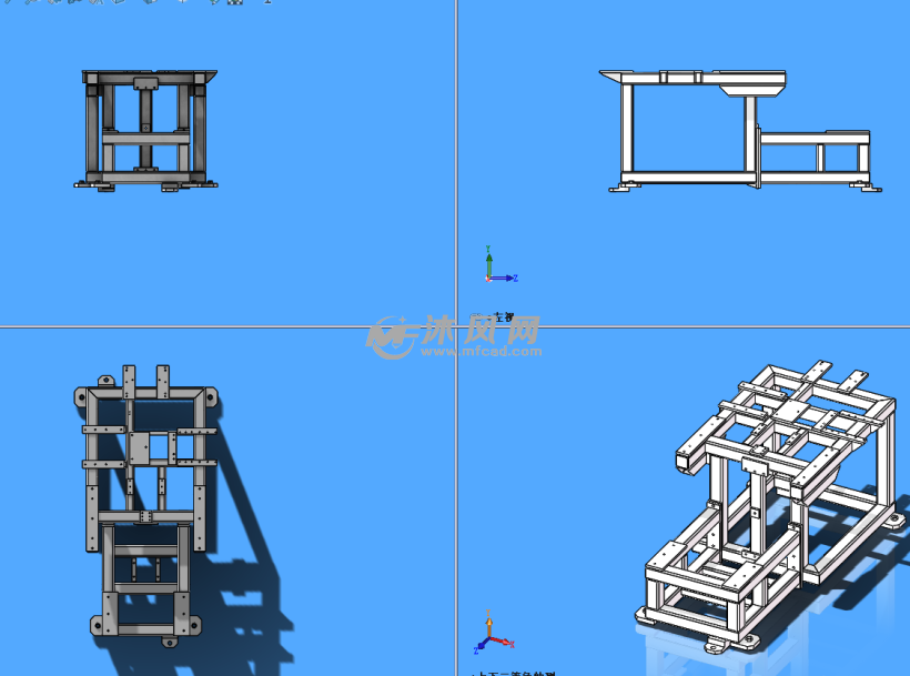 方形管设备支架三维图模型
