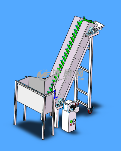 斜上料皮带机模型 - 输送和提升设备图纸 - 沐风网