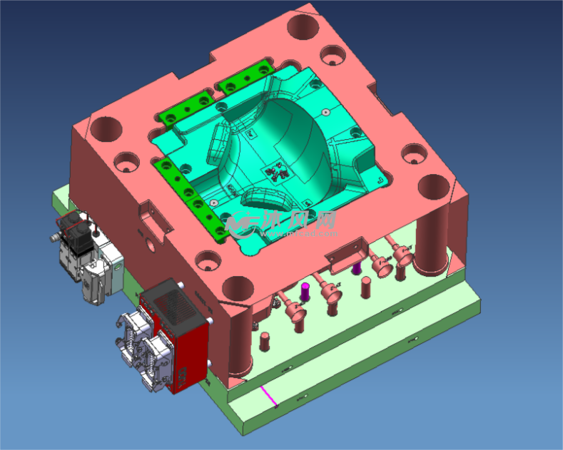 标致方向盘主气囊盖板 二次顶出3d模具