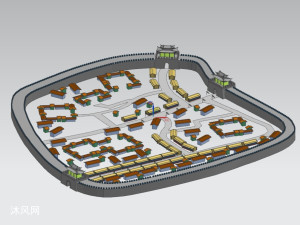 古代城镇沙盘模型