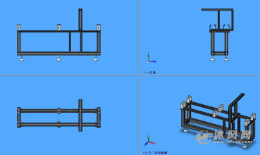 六地脚支架模型三视图