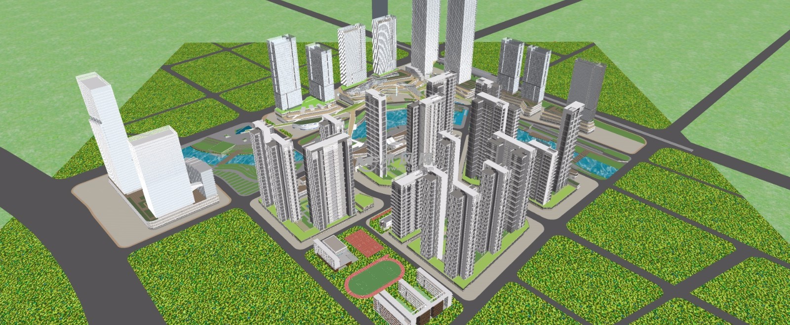 新城商业街龙腾广场高层住宅规划三维模型