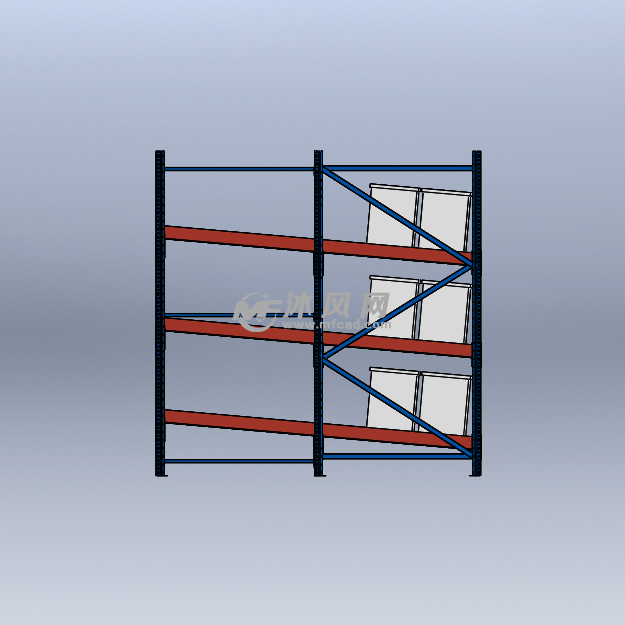 流利条货架sw三维模型