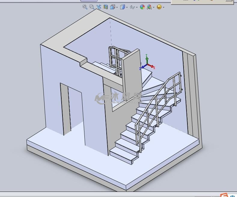 楼梯设计模型三视图图纸描述房屋转角式楼梯设计模型是建筑物中作为