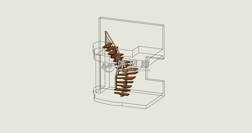 楼梯设计模型三视图图纸描述小型的楼梯设计模型建筑物中作为楼层间