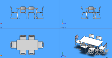 六椅餐桌模型三视图