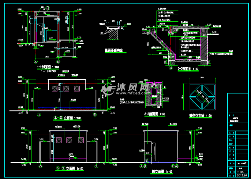 公共厕所之3人旱厕cad图纸