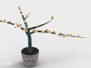 带蜜蜂的盆栽模型