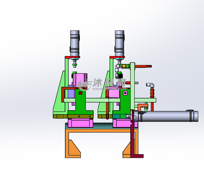 气动夹紧旋转机构三维