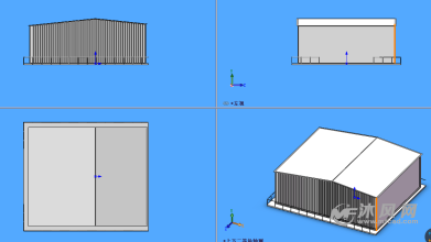 房屋建筑模型三视图图片