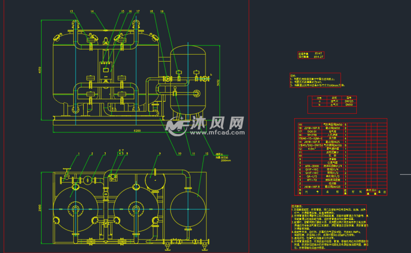 变压吸附制氮机变压吸附制氮机组主视图变压吸附制氮机组平面图机组