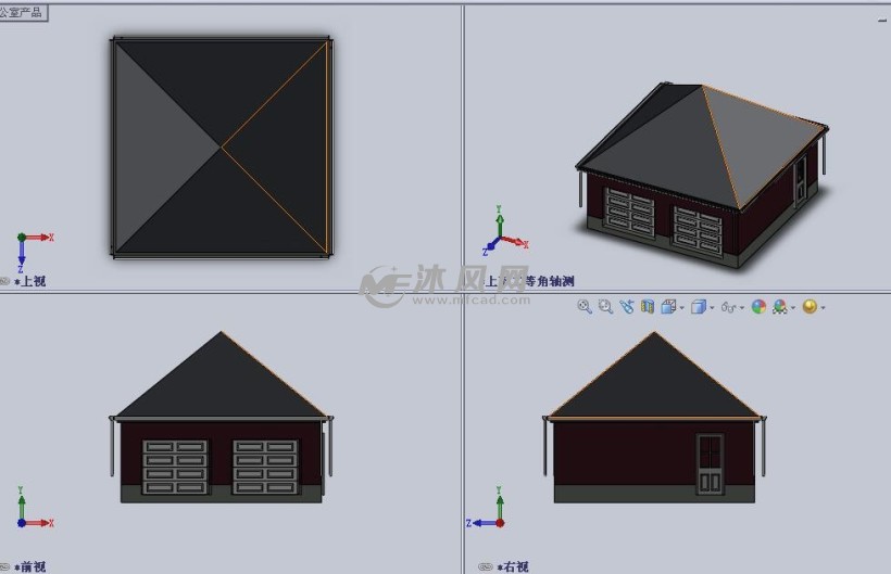 独立式车库(房屋)设计模型三视图