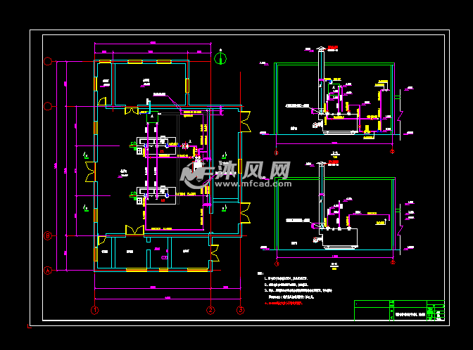 锅炉房管道平面图和侧视图