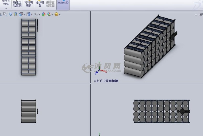 多层滚筒储物架设计模型三视图