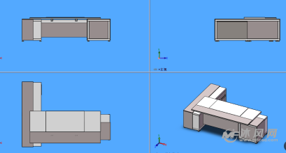 老板桌模型三视图