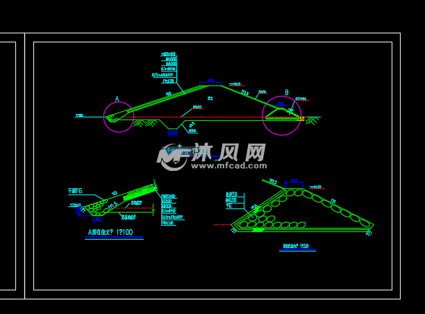 坝顶宽5m人工湖土石坝 土坝典型剖面