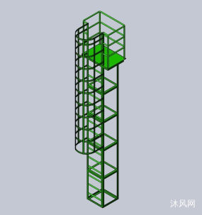 设备维护平台使用的垂直带护笼爬梯