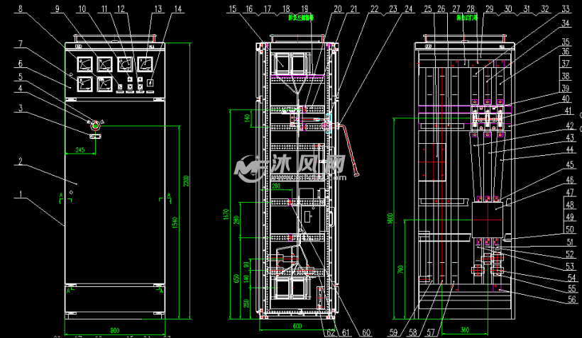 3款ggd开关柜结构装配图