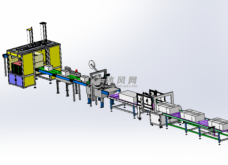 自動裝箱封箱包裝流水線 - 輸送和提升設備圖紙 - 沐風網