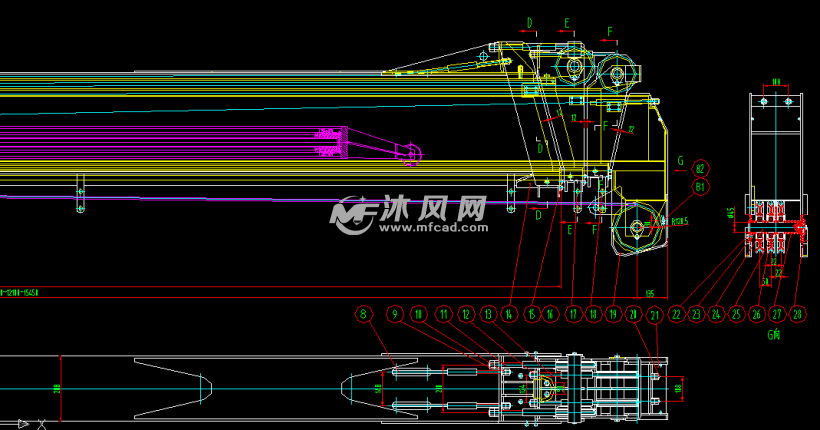 12t起重机四节伸缩臂总装图