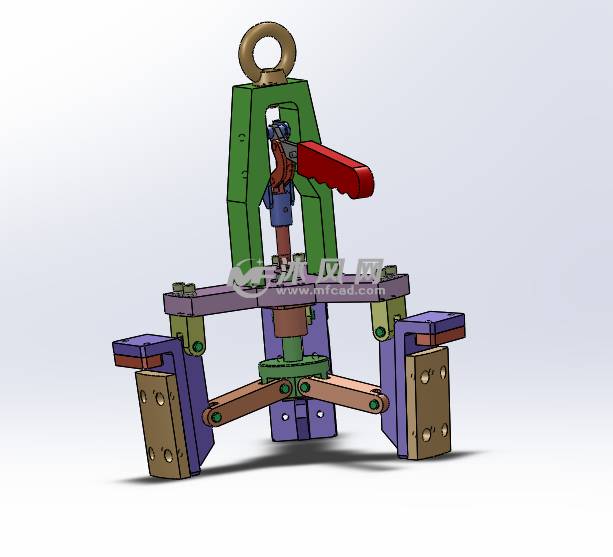 虚线视图内撑机械夹爪吊具外观图图纸描述机壳吊装夹具,机械内撑夹爪