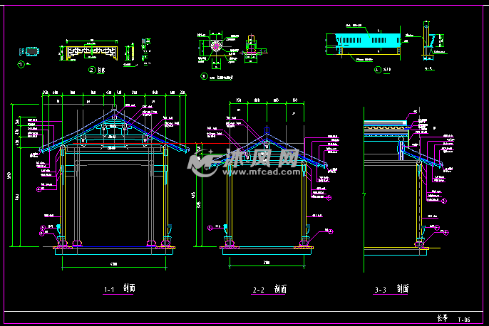 仿古亭子剖面做法图