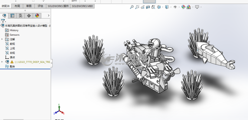 乐高玩具拼图的深海寻宝猎人