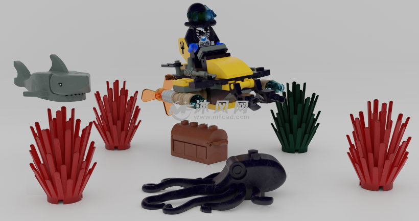 乐高玩具拼图的深海寻宝猎人