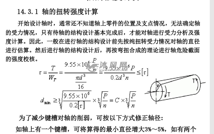 由此可作軸的受力分析,繪製軸彎矩和轉矩圖,並按彎扭合成的理 論進行