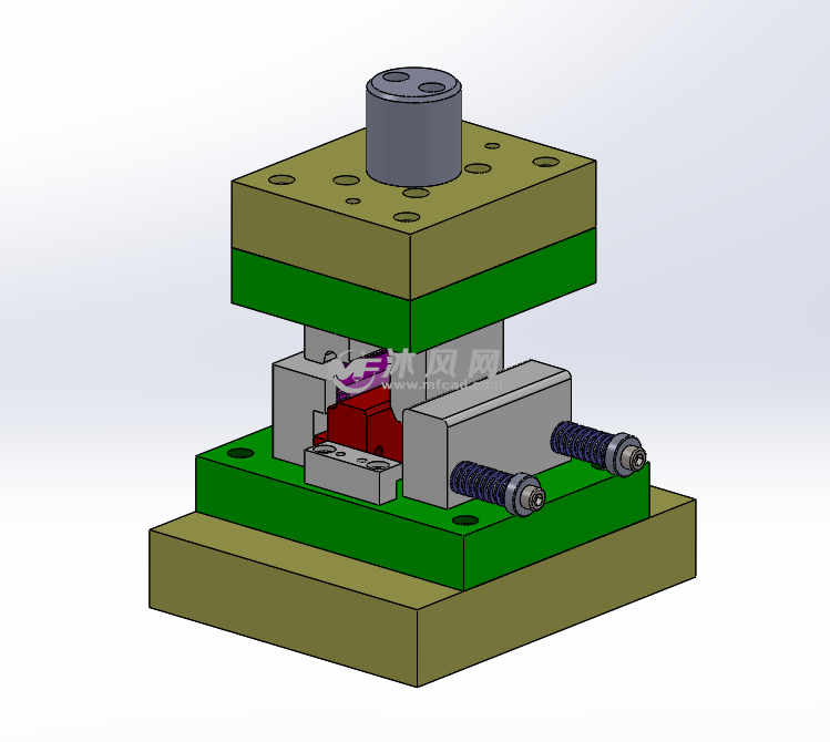 卷边冲压模具俯视图图纸描述五金冲压模是对钣金零件进行冲压的机器
