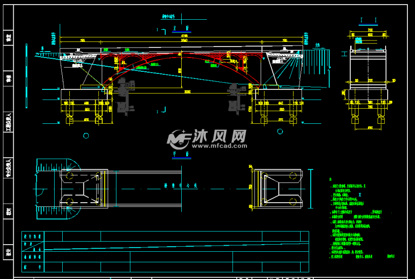 广东u型桥台空腹式石拱桥施工设计图图纸下载