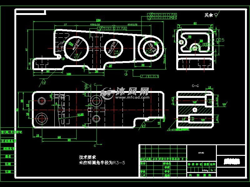 [氣缸]831001後托架加工工藝及鑽2-φ13螺釘孔氣動夾具設計