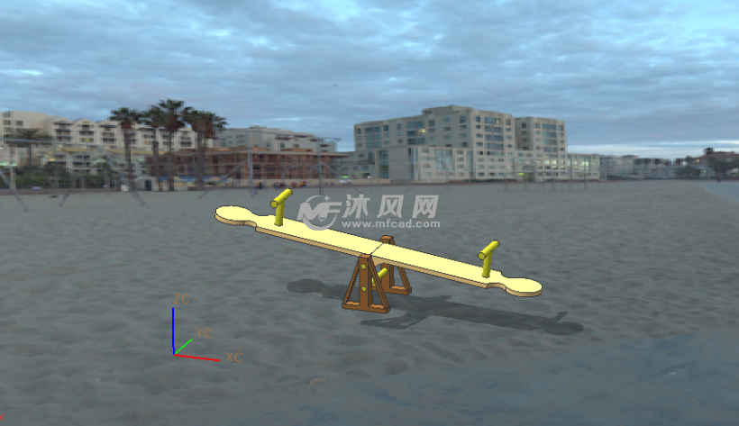 跷跷板支撑架俯视图正面图座位及扶手图纸描述此模型图为跷跷板模型图