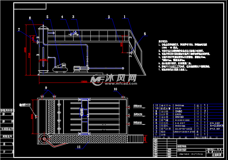 150m3/h高效一体化气浮设备图 - 气浮设备图纸 - 沐风网