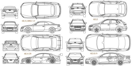 奥迪部分车型三视图合集