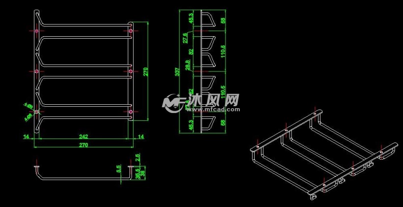 酒柜不锈钢单格双格三格酒杯架cad图纸