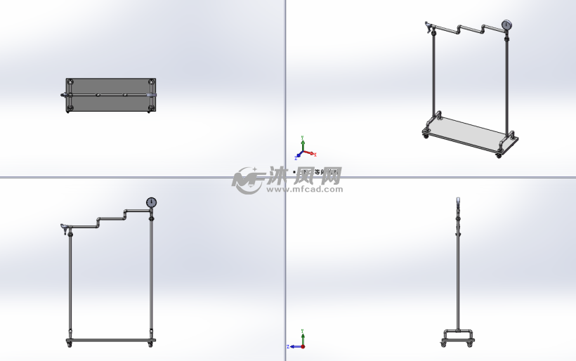 可移动服装展示架三视图