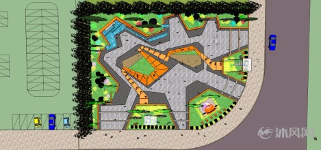 现代风格街头拐角公园广场小品景观设计