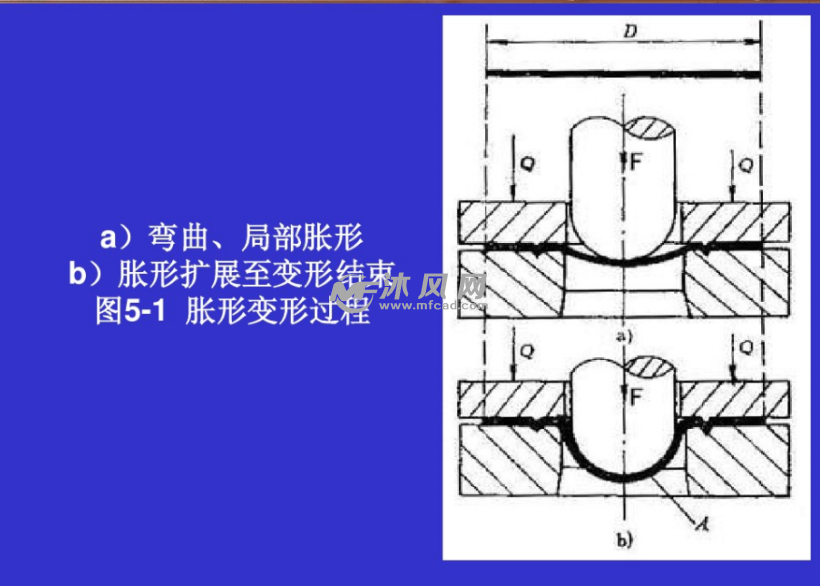 在變形區內, 坯 料在雙向拉應力作用下,沿切向和徑向產生伸 長變形