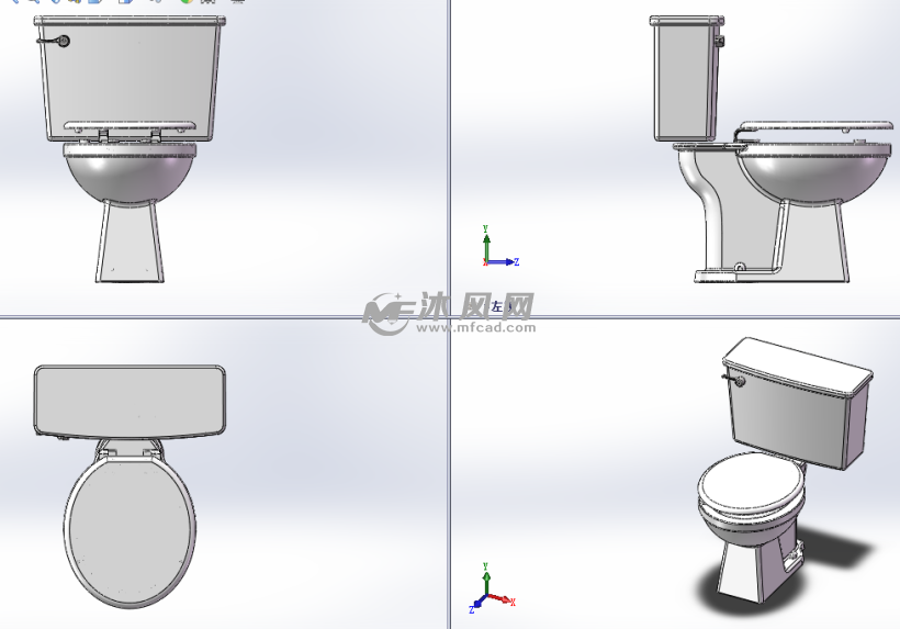 马桶模型图三视图