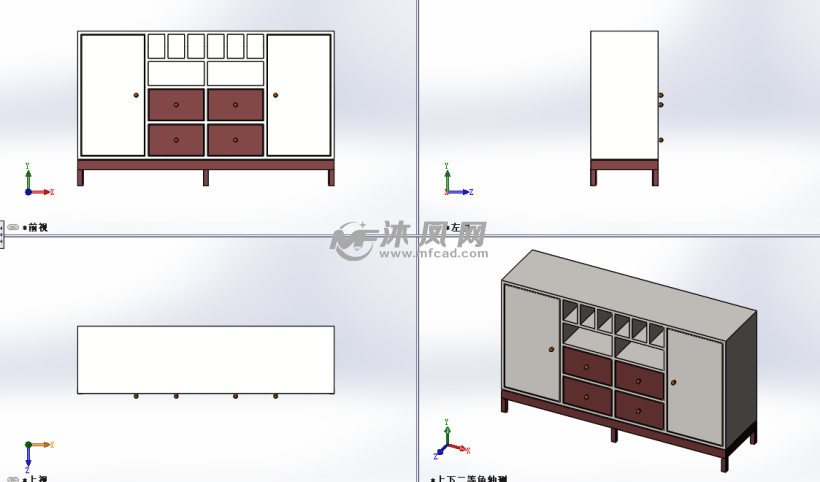 北欧玄关柜设计模型三视图