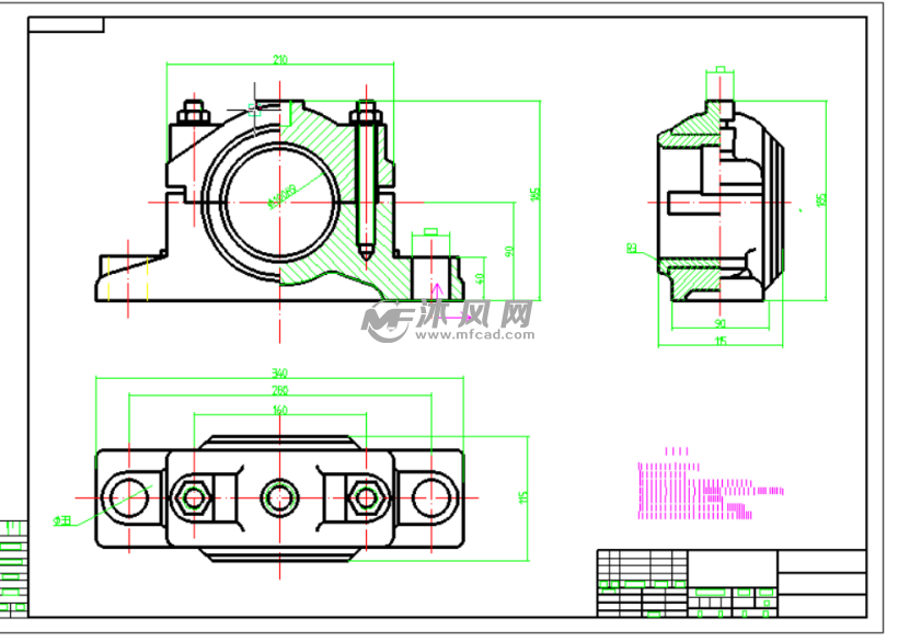 h2100型对开式二螺柱正滑动轴承液动
