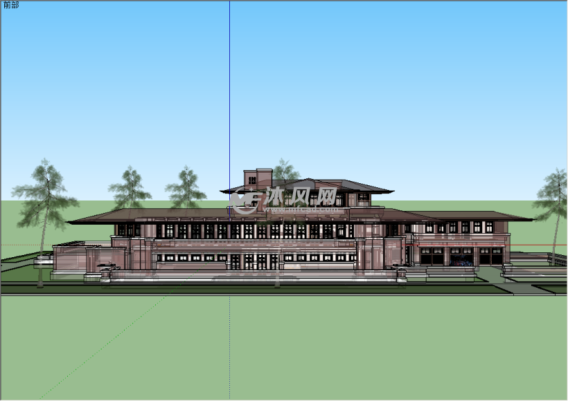 罗比住宅的三维图纸下载_sketchup建筑模型图纸 - 沐风网