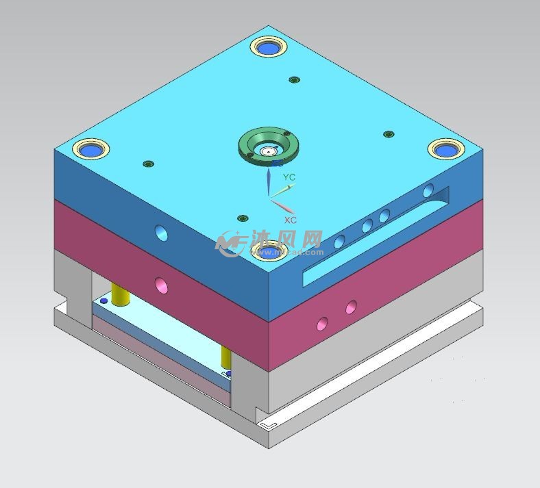 圆盘面壳模冷流道侧进胶模具
