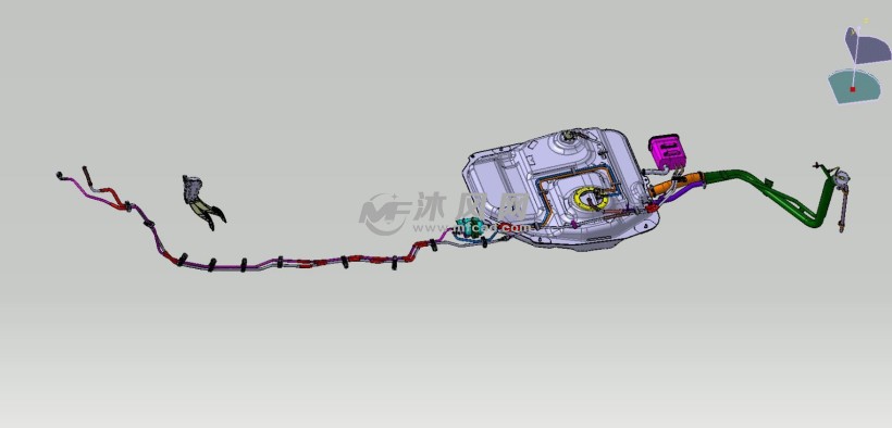 多角度結構展示金屬燃油箱結構燃油輸送管路汽車燃油系統 整體佈置圖