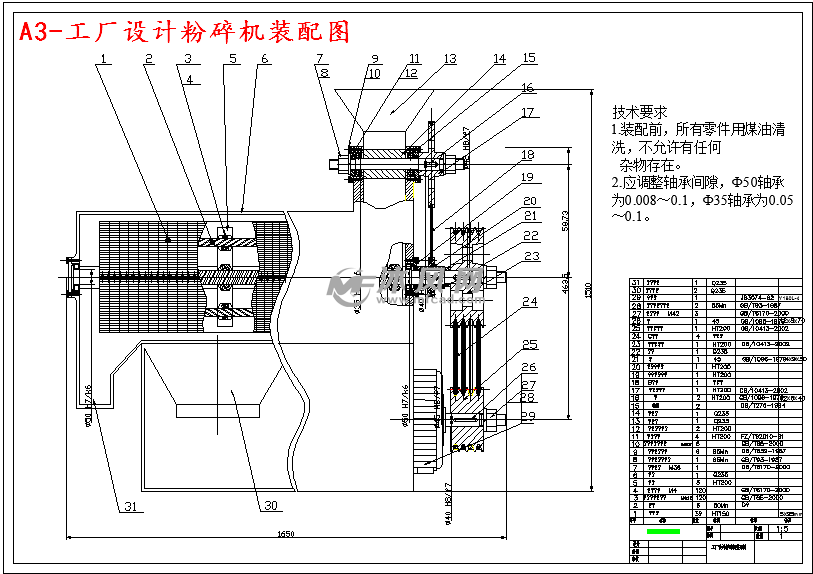 a3-工厂设计粉碎机装配图