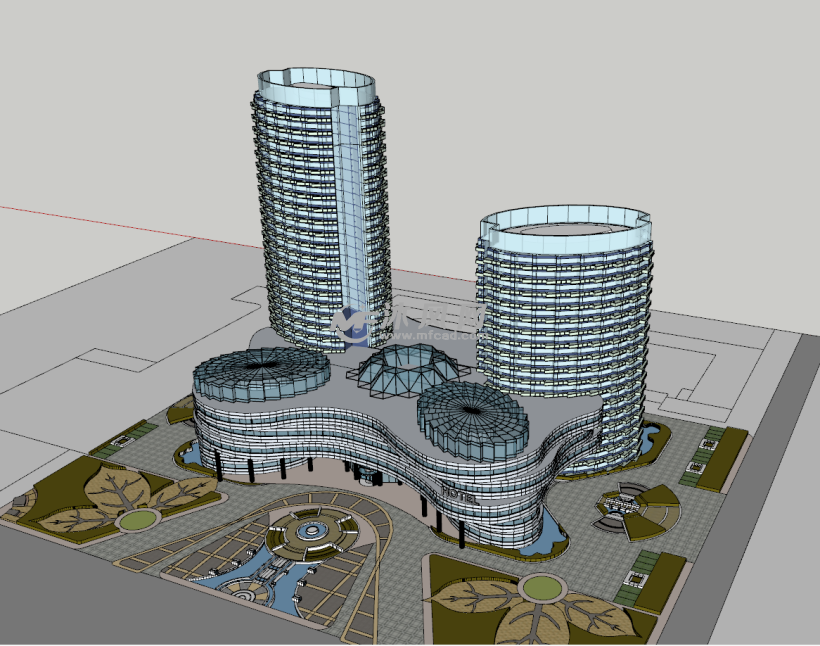 蝴蝶形威斯汀酒店模型 - 建筑模型图纸 - 沐风网