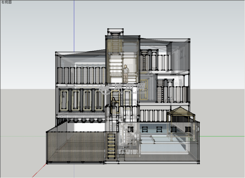 现代风格三层别墅模型 - 建筑模型图纸 - 沐风网