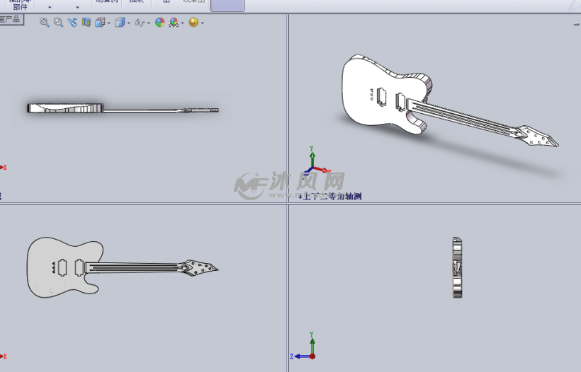 演奏的音乐吉他设计模型三视图